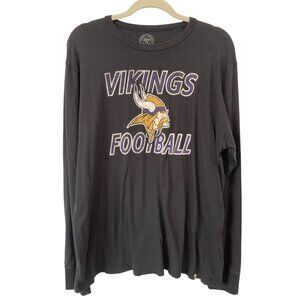 '47 Brand Vintage Vikings Football Long Sleeve Tshirt Mens XL Black Cotton Basic